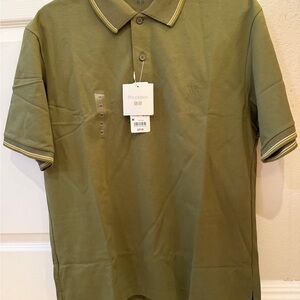 JW ANDERSON Olive Green Polo with Yellow-Trim Collar